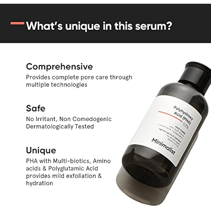 MINIMALIST PHA 3% ALCOHOL FREE TONER, 150 ML | PORE TIGHTENING & MILD EXFOLIATION FOR OILY, ACNE PRONE, SENSITIVE & NORMAL SKIN | HYDRATING FACE TONER FOR GLOWING SKIN - Image 2